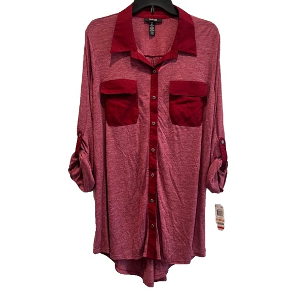 (NWT) Style & Co Women's Utility Shirt Dress, Deep Scarlet Plus Size 2X - Picture 1 of 7